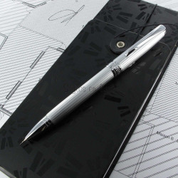 Stylo Bille Vuarnet "Eagle" Godrons Satiné Multi-Fonctions "2 en 1" (Bille noire et mine 0,7)