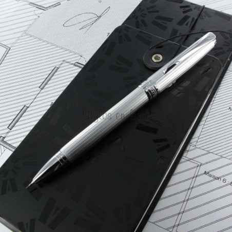 Stylo Bille Vuarnet "Eagle" Godrons Satiné Multi-Fonctions "2 en 1" (Bille noire et mine 0,7)