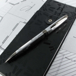 Stylo Bille Vuarnet "Eagle" Godrons Chromé Multi-Fonctions "2 en 1" (Bille noire et mine 0,7)