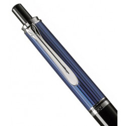 6"SOUVERAN 405" STYLO BILLE NOIR/BLEU attributs plaqués argent