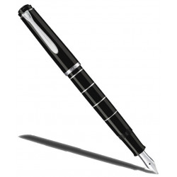 1"SERIES 215" STYLO PLUME NOIR mécanisme à piston et plume acier / attributs chromés