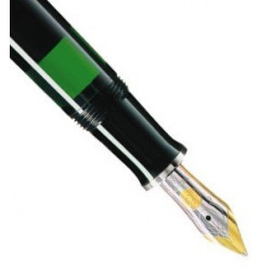 3"SOUVERAN 405" STYLO PLUME NOIR mécanisme à piston et plume OR 14 carats / attributs plaqués argent