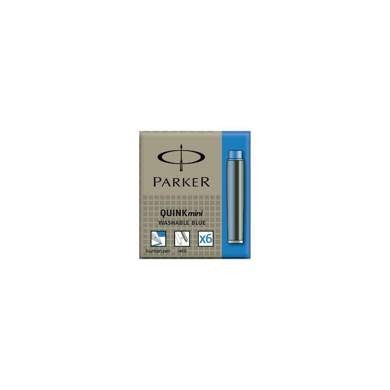 Cartouches petit format Bleues effaçables Parker Quink- Boite de 5 Cartouches petit format Bleues effaçables Parker Quink- Boite de 5