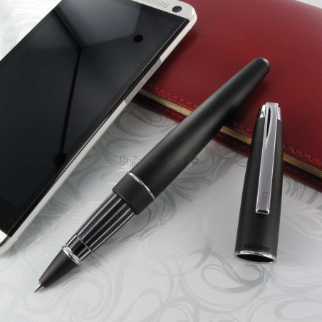 Stylo Roller Oberthur Noir Brossé "Bliss" 