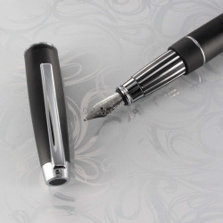 Stylo Plume Oberthur Noir Brossé "Bliss" 